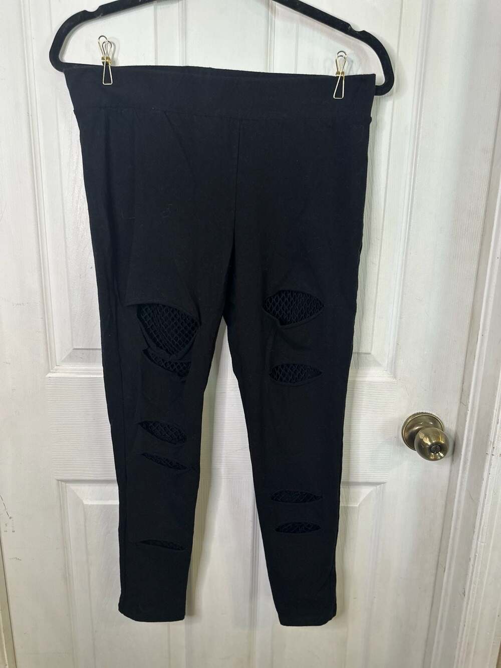 Torrid Black Leggings with Slashed Fishnet Mesh Details Size 1